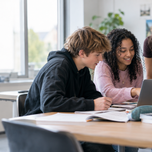Students studying GCSE English Language together